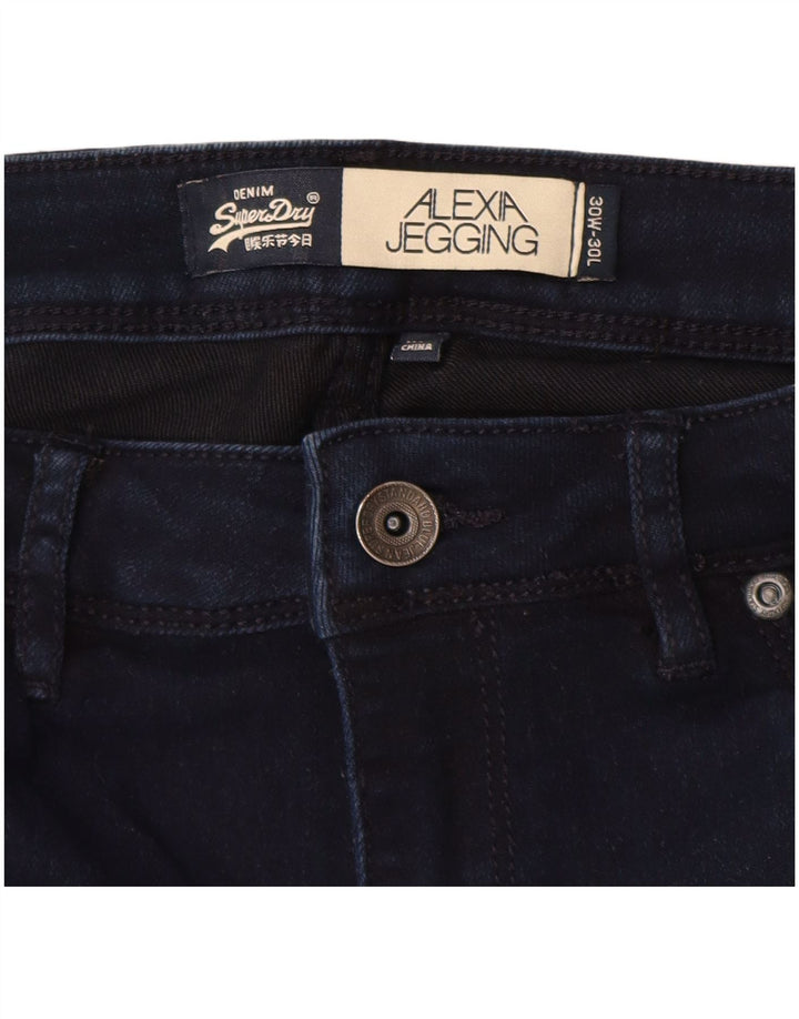 SUPERDRY Femme Alexia Jegging Jean Skinny W30 L23 Bleu Marine Coton