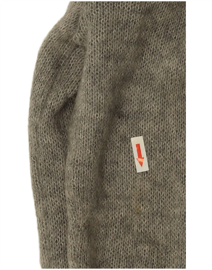 vintage Femme Cardigan Pull UK 14 Gris Moyen