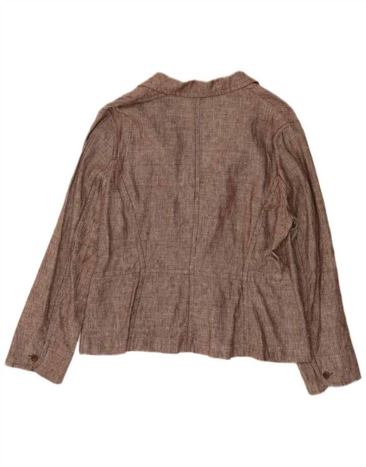 MONSOON Veste Blazer 2 Boutons pour Femme UK 18 XL Lin Marron