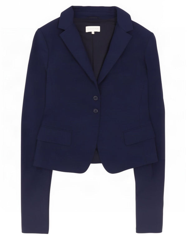 Patrizia Pepe Veste Blazer 2 Boutons Femme IT 46 Large Bleu Marine Coton