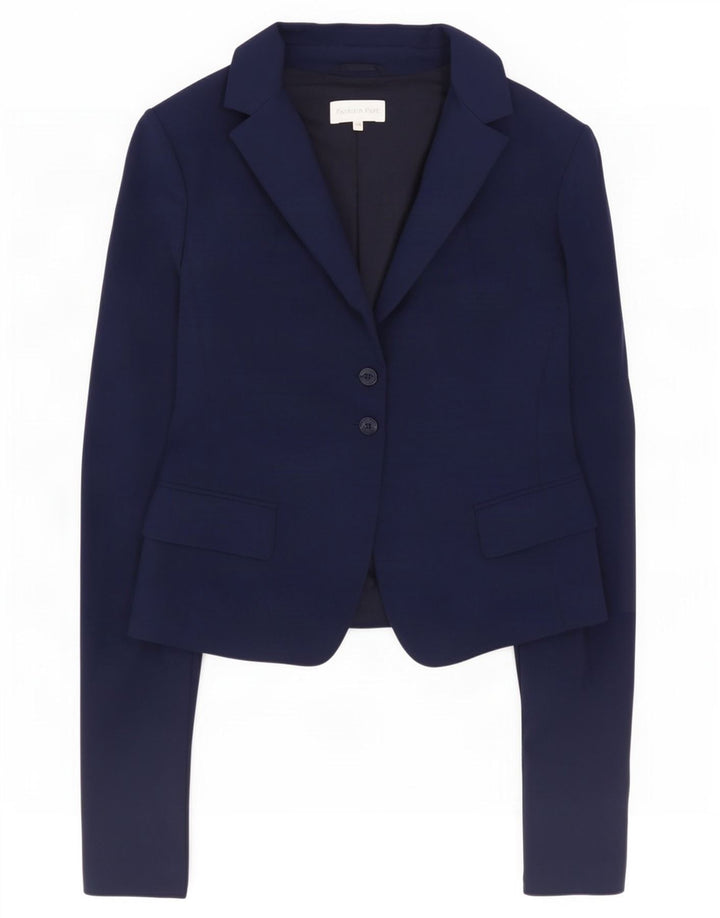 Patrizia Pepe Veste Blazer 2 Boutons Femme IT 46 Large Bleu Marine Coton
