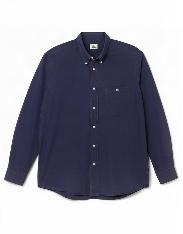 Lacoste Mens Shirt Size 40 Medium Navy Blue Cotton