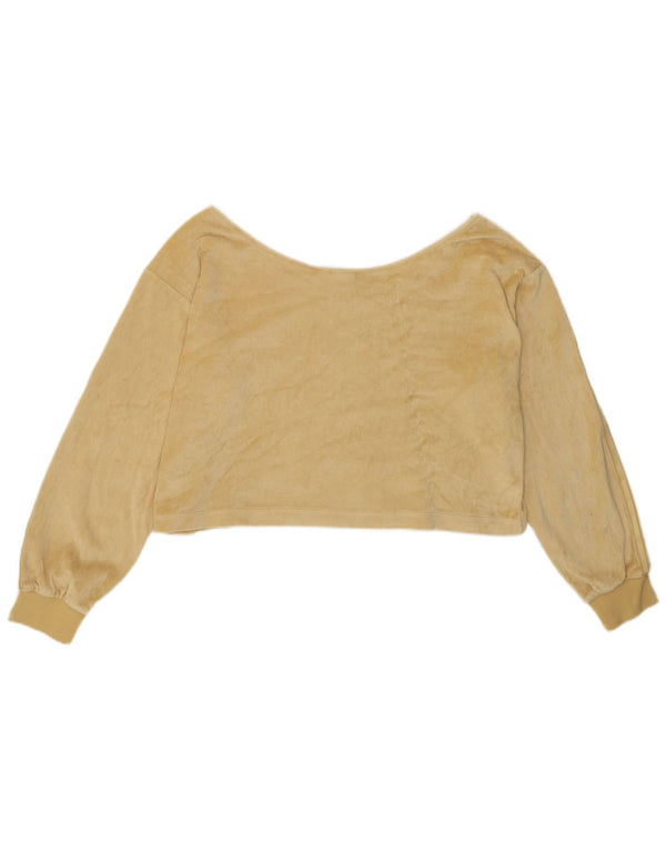 ADIDAS Haut court surdimensionné à épaules dénudées pour femme UK 10 Petit coton jaune