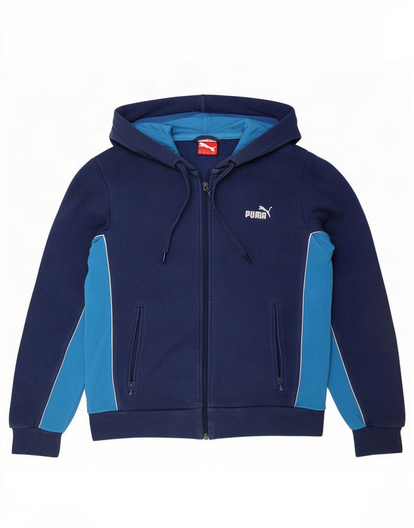 Puma Pull à capuche zippé pour homme, petit, bleu marine, colour block