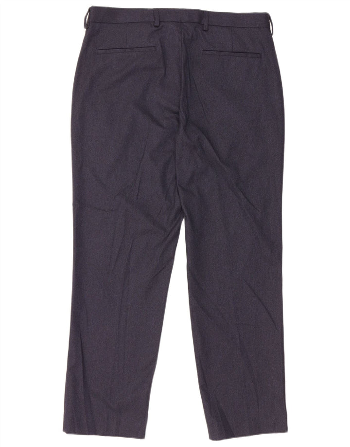 Marks & Spencer Pantalon de Costume Droit Homme W34 L29 Bleu Marine Polyester