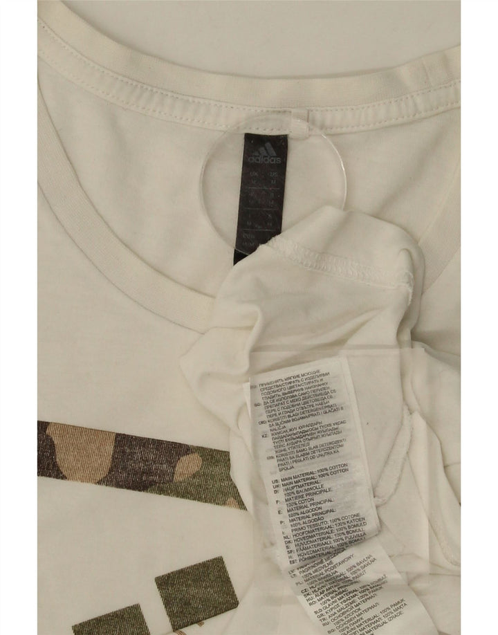ADIDAS Mens Graphic T-Shirt Top Medium White Cotton Vintage Adidas and Second-Hand Adidas from Messina Hembry 