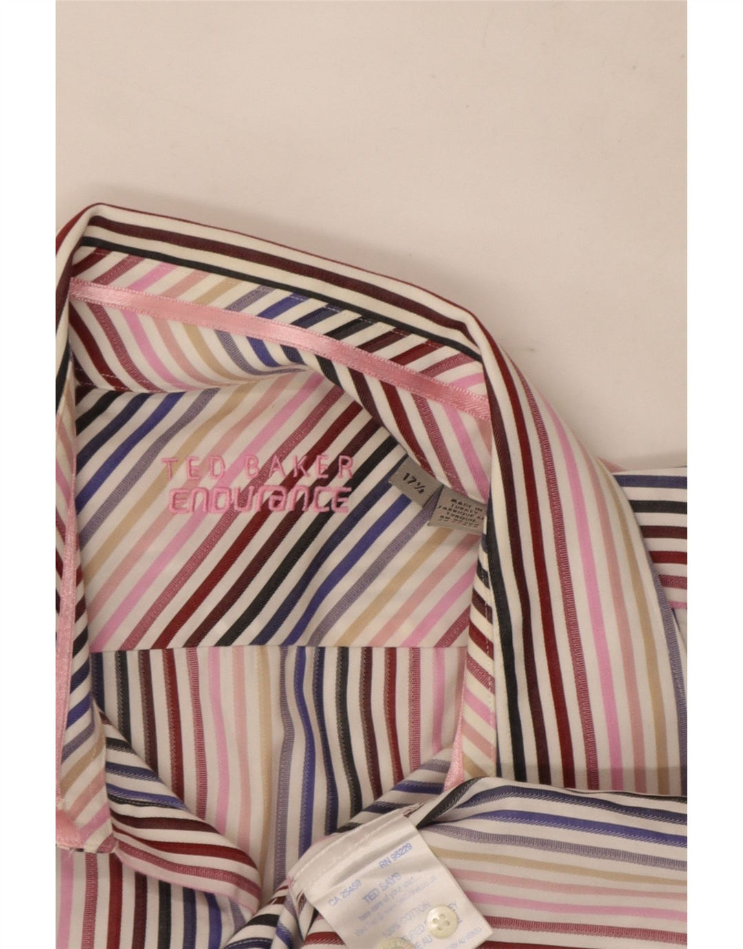 Ted Baker Chemise formelle pour homme Taille 17 1/2 XL Coton rayé multicolore