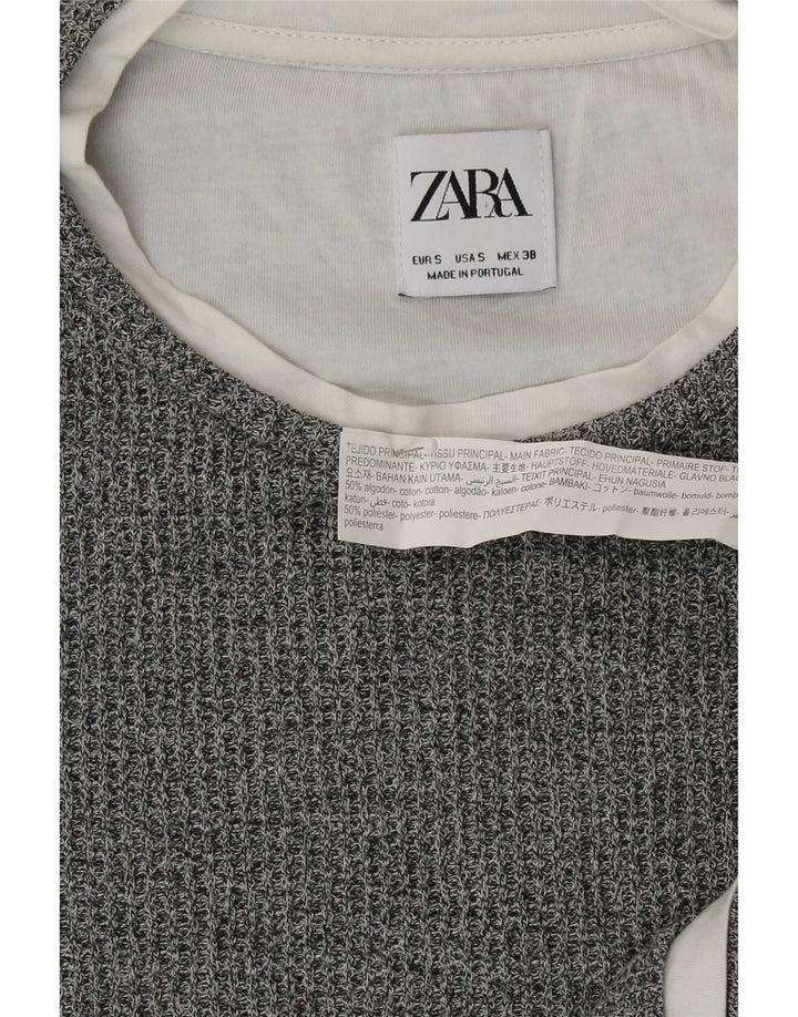 Zara Homme Top Manches Longues Petit Gris Moucheté Coton