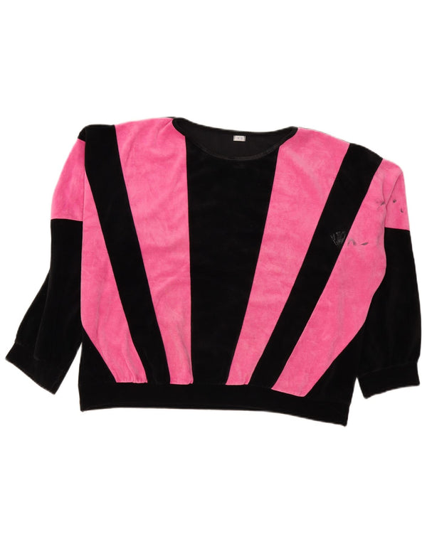 vintage Femme Sweatshirt Jumper UK 18 XL Rose Colourblock Polyester