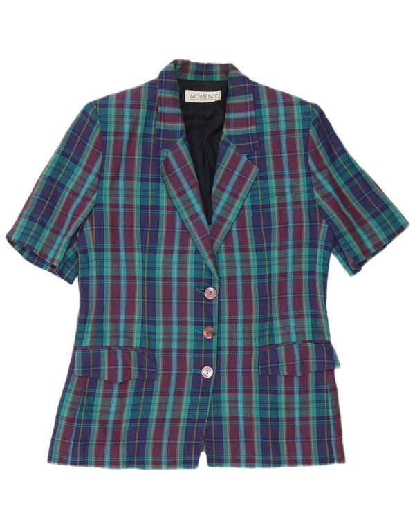 Momenti Veste blazer à 3 boutons pour femme UK 14 à carreaux multicolores moyens