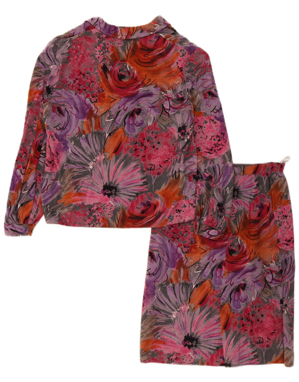 vintage Femmes 2 Pièces Jupe Ensemble Petit W24 Multicolore Floral