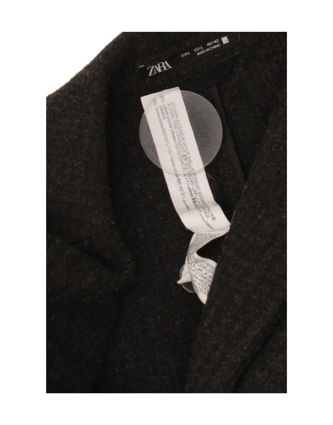 Zara Manteau Homme UK 40 Large Noir Polyester