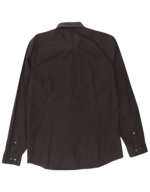 Calvin Klein Chemise Body Fit pour homme Taille 15 1/2 Coton noir moyen