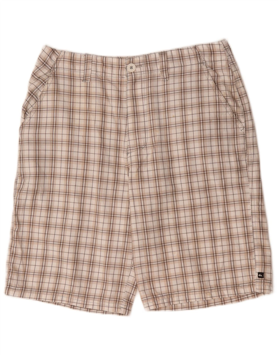 Quiksilver Short Chino Graphique Homme Moyen W32 Beige à Carreaux Polyester