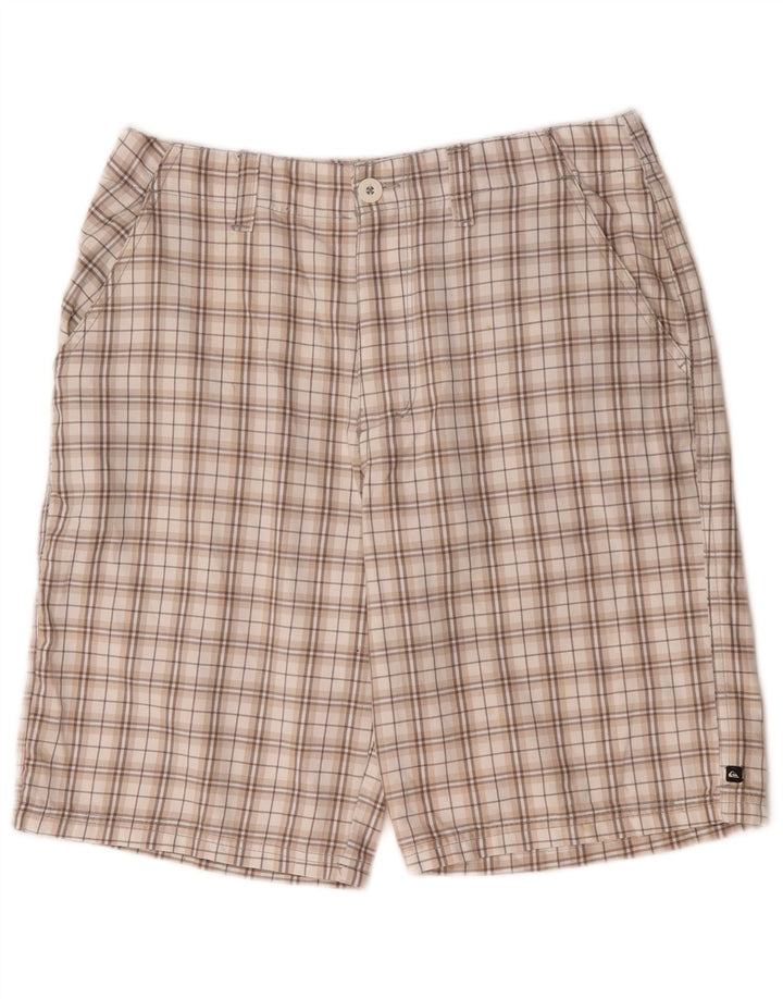 Quiksilver Short Chino Graphique Homme Moyen W32 Beige à Carreaux Polyester