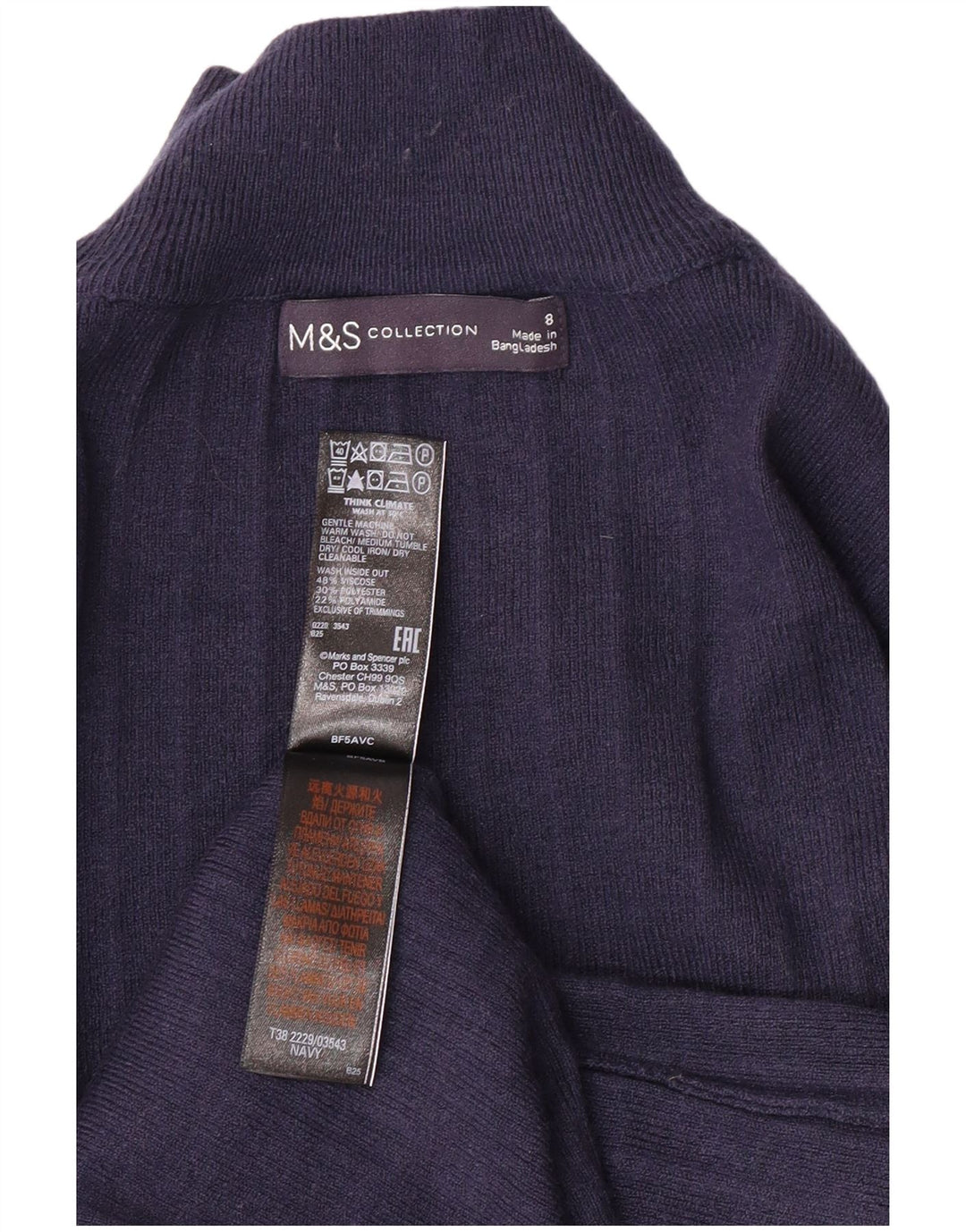 MARKS & SPENCER Pull col roulé pour femme UK 8 Small Bleu marine