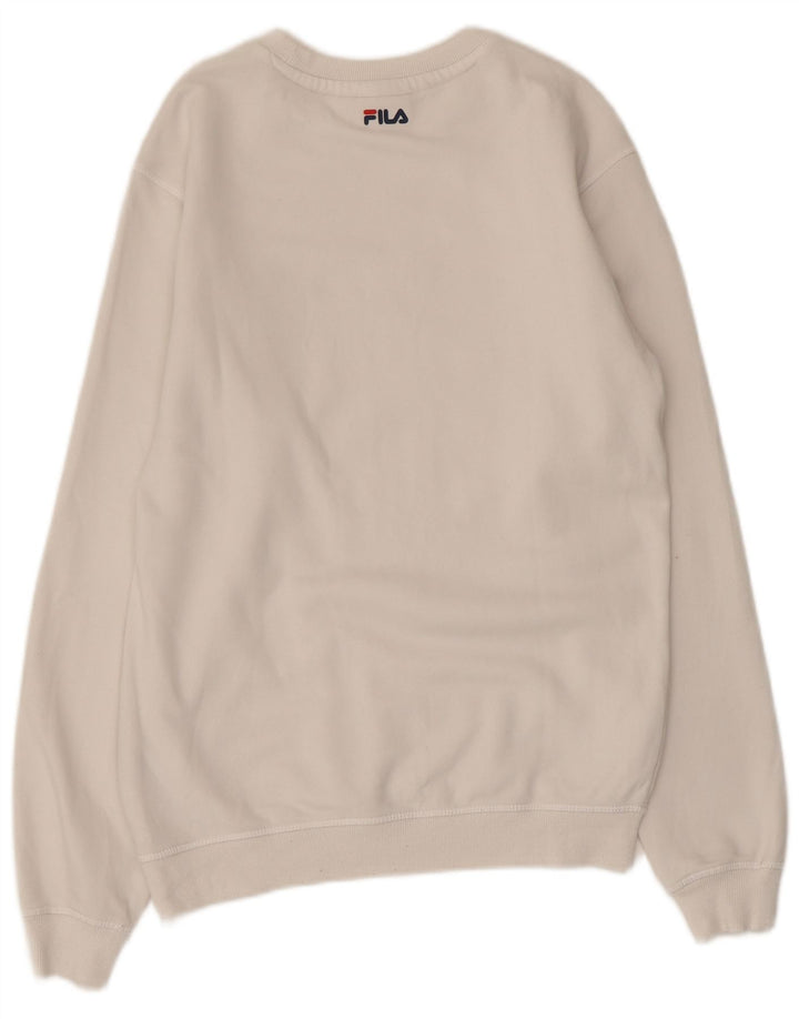 FILA Sweat-shirt graphique pour homme XS Blanc Coton