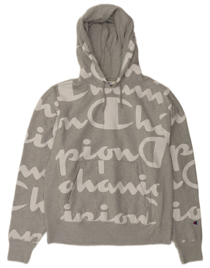 Champion Pull à Capuche Graphique Homme Gris Moyen Coton