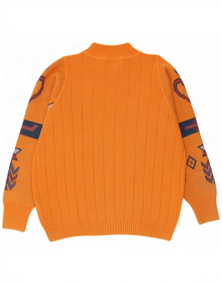 REDS Pull graphique à col roulé pour homme en laine géométrique orange moyen