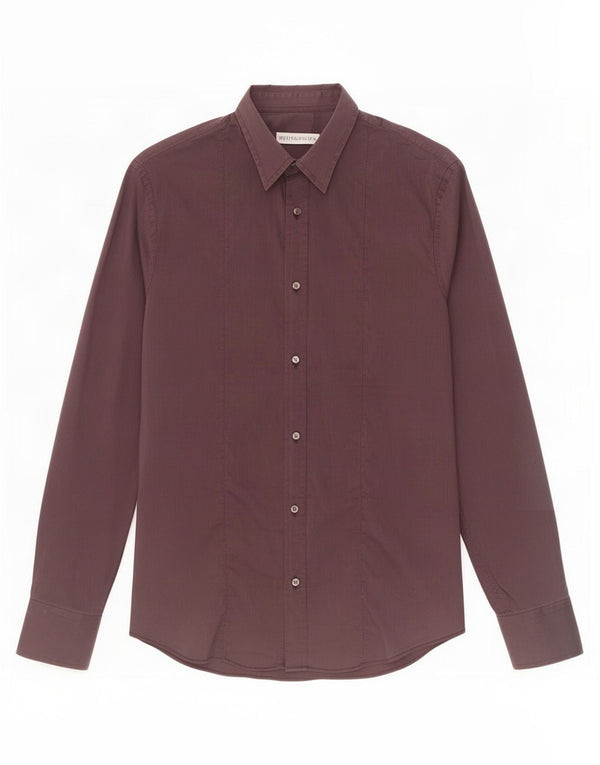 Trussardi Chemise Homme Taille 40 Coton Rayé Bordeaux Moyen