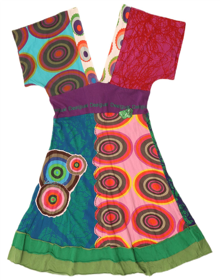 Desigual Robe trapèze à motif abstrait pour femme UK 12 Medium Multicolore