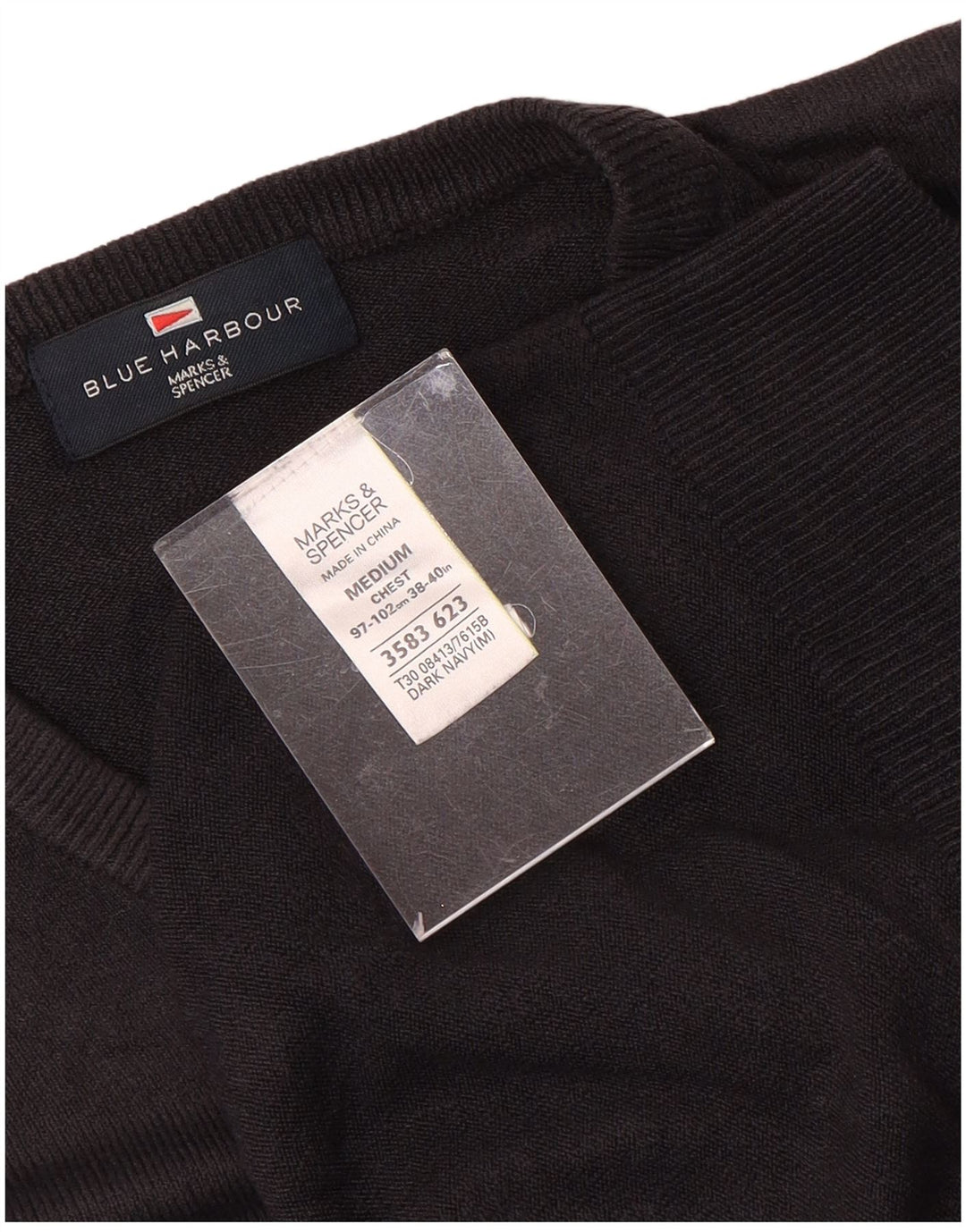 MARKS & SPENCER Pull Blue Harbor Col V Homme Noir Moyen