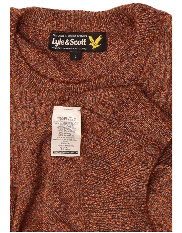 Lyle & Scott Pull à col rond pour homme en laine mouchetée marron