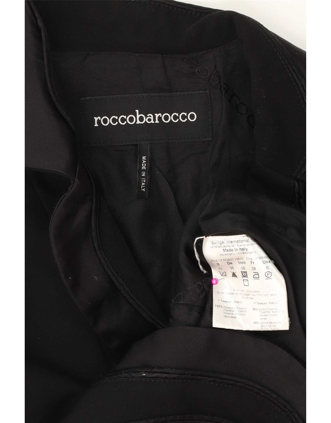 Roccobarocco Veste Blazer 2 Boutons Femme IT 42 Polyester Noir Moyen