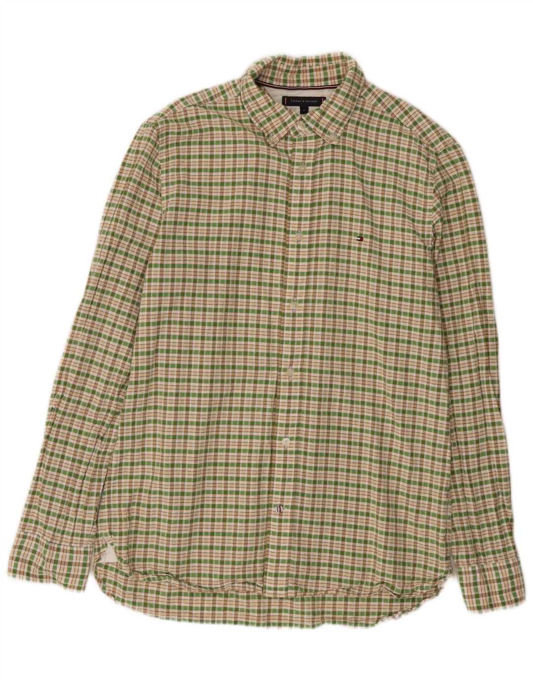 Tommy Hilfiger Chemise en flanelle homme vert moyen à carreaux en coton