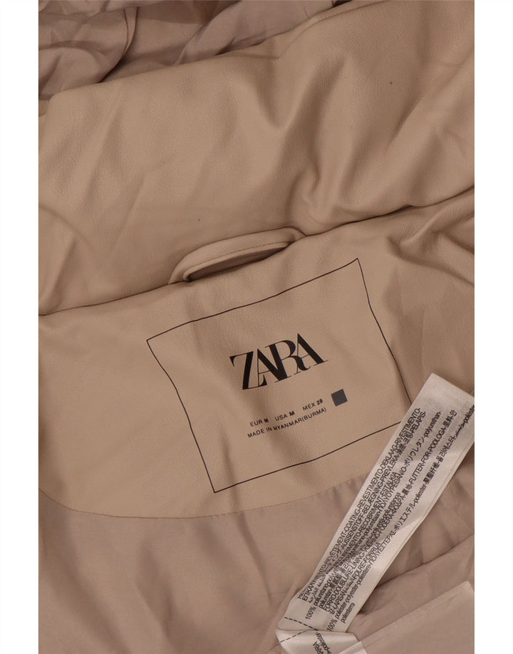 Zara Veste matelassée à capuche surdimensionnée pour femme UK 14 Polyuréthane beige moyen