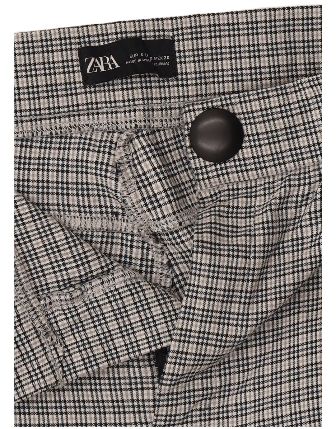 ZARA Pantalon décontracté Bootcut pour femme Petit W26 L26 Gris Chevron