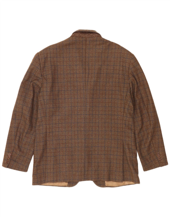 Brooksfield Veste blazer à 3 boutons pour homme UK 40 en laine à carreaux marron
