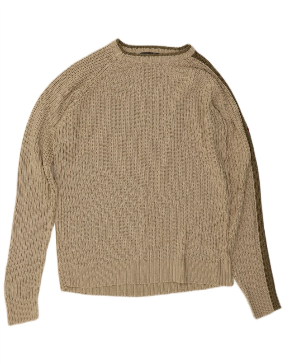 vintage Mens Boat Neck Jumper Pull Moyen Vert Rayé