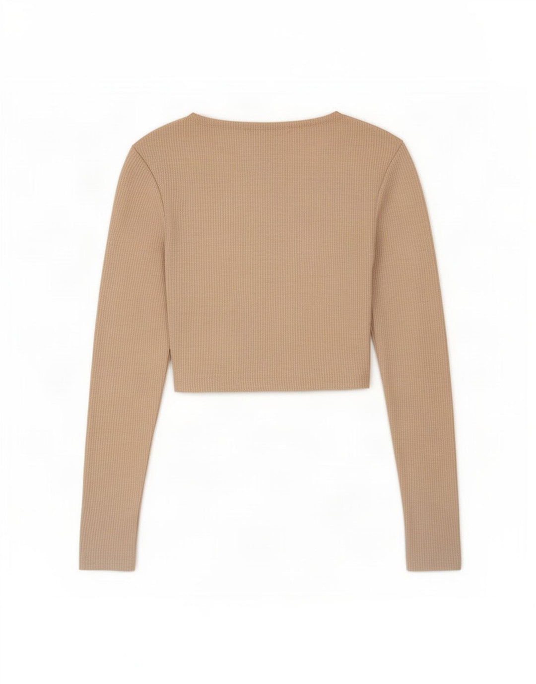 Zara Femme Crop Top Manches Longues UK 8 Petit Beige Polyester