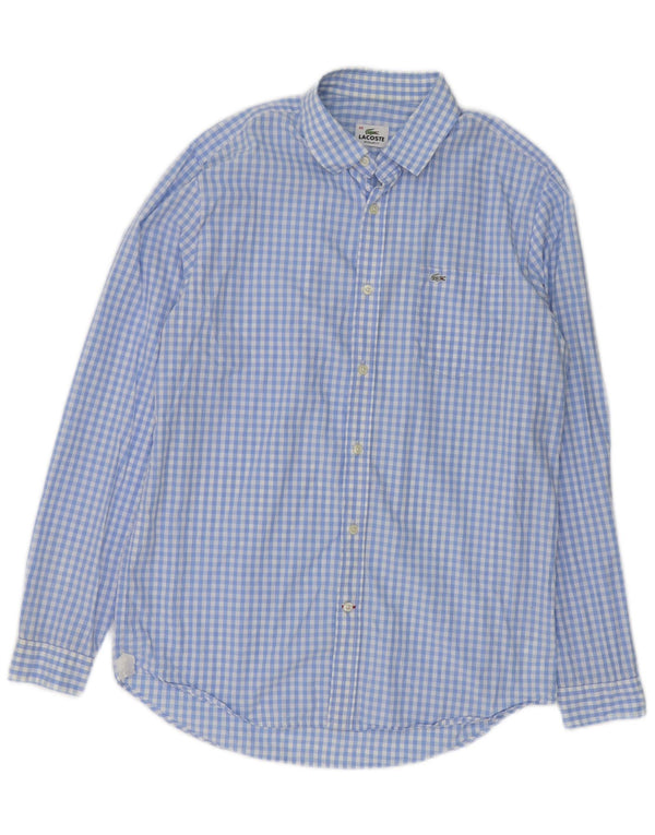 Lacoste Chemise Regular Fit Homme Taille 40 Coton Vichy Bleu Moyen