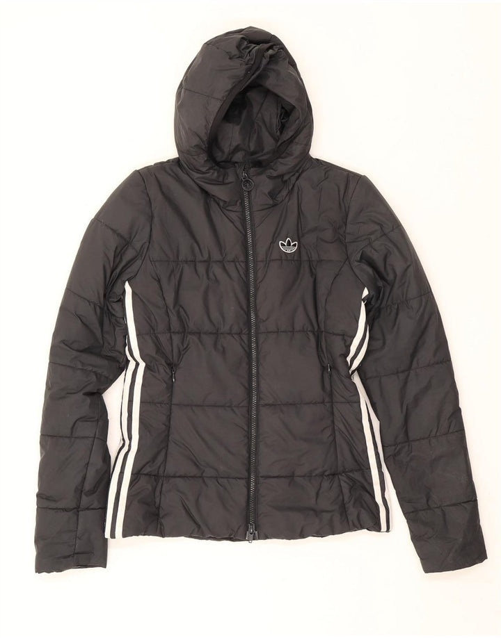 Adidas Veste rembourrée à capuche pour femme UK 6 XS Noir Polyester