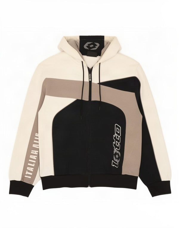 Lotto Pull à capuche zippé graphique pour homme UK 38/40 Noir moyen colour block