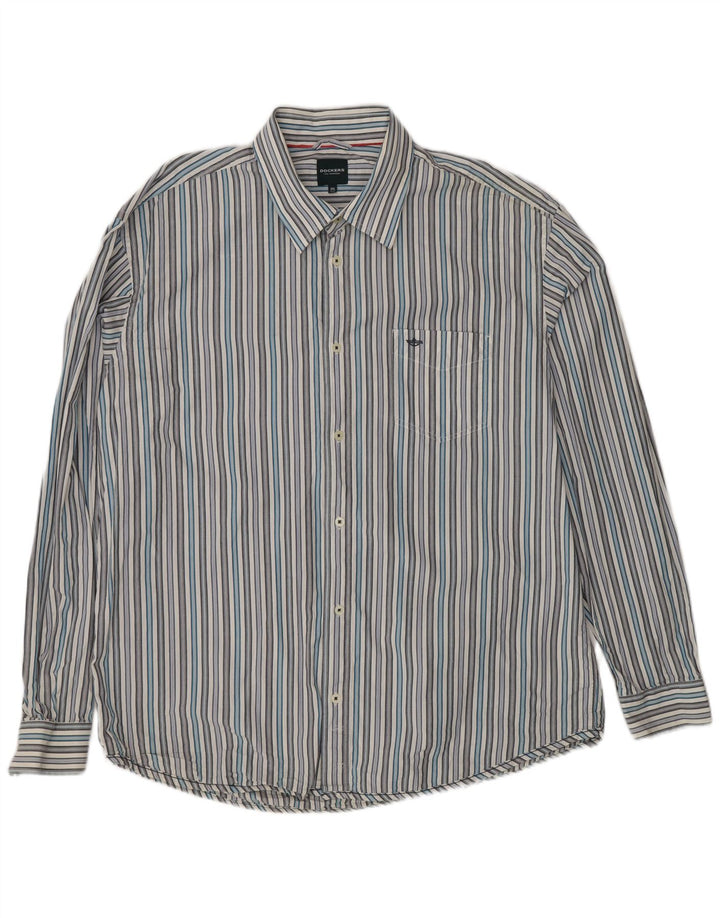 Dockers Chemise Homme Taille 50/52 2XL Blanc Rayé