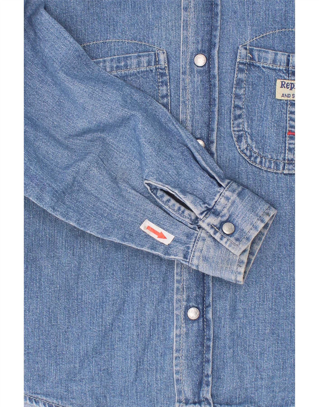Replay Chemise en Jean Graphique Garçon 6-7 ans Bleu Coton