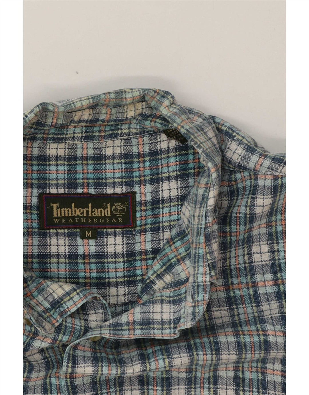 Timberland Chemise à Manches Courtes Homme Bleu Moyen Carreaux Lin