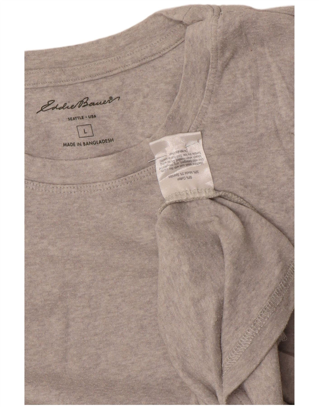 EDDIE BAUER Haut Femme Manches Longues UK 14 Grand Coton Gris