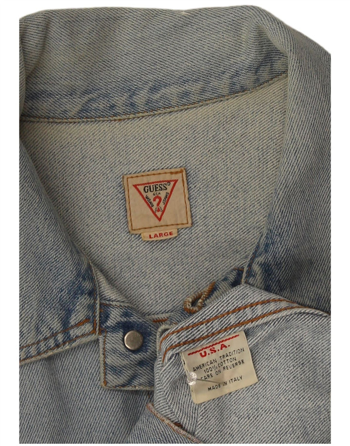 Guess Veste en jean pour femme UK 14 Large Bleu Coton
