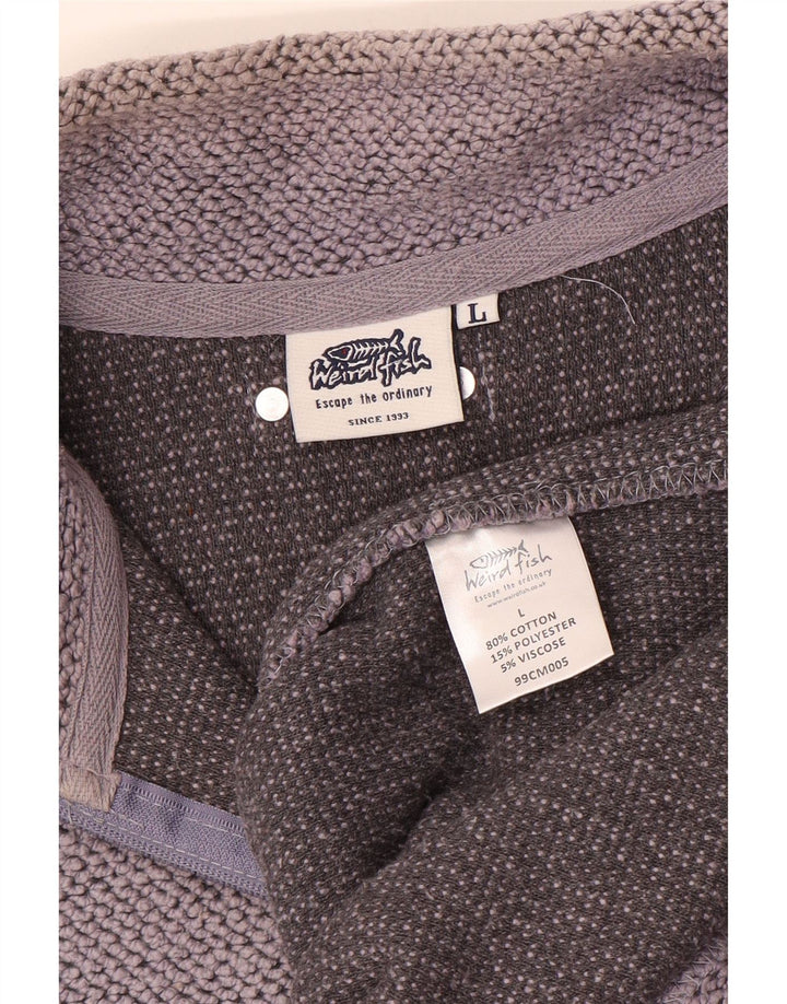 WEIRD FISH Sweat-shirt à col zippé pour homme en coton gris Taille L