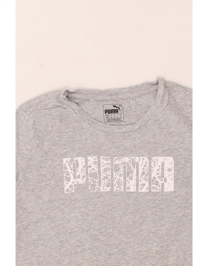 PUMA Womens Graphic T-Shirt Top UK 12 Medium Grey Cotton Vintage Puma and Second-Hand Puma from Messina Hembry 