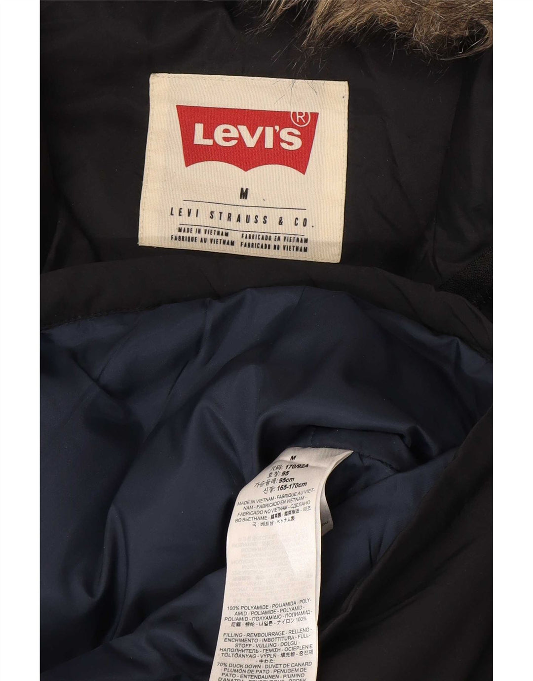 Levi's Manteau matelassé à capuche homme UK 38 Medium Noir Polyamide