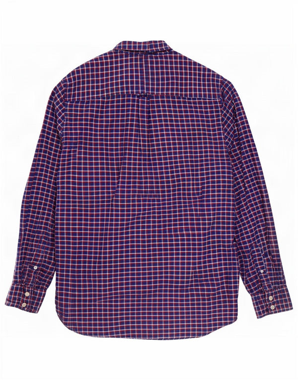 Crew Clothing Chemise en flanelle coupe classique pour homme en coton à carreaux bleu marine moyen