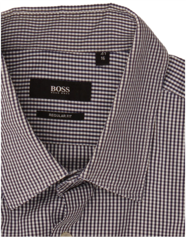 Hugo Boss Chemise coupe régulière pour homme Taille 41 16 Grand Vichy Bleu