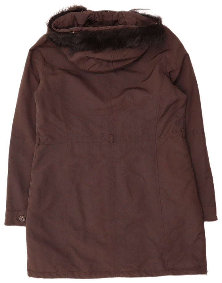 Massimo Dutti Veste Parka à capuche pour femme UK 14 Marron moyen Polyester