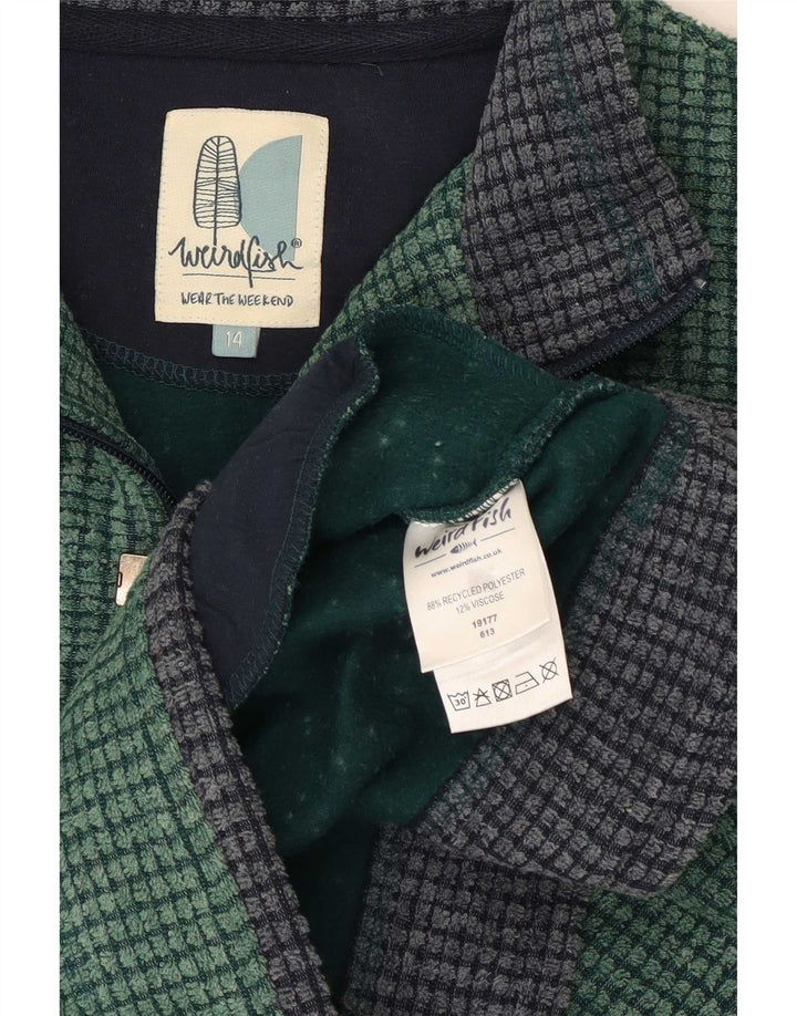 Weird Fish Pull polaire à col zippé pour femme UK 14 Large Vert Polyester