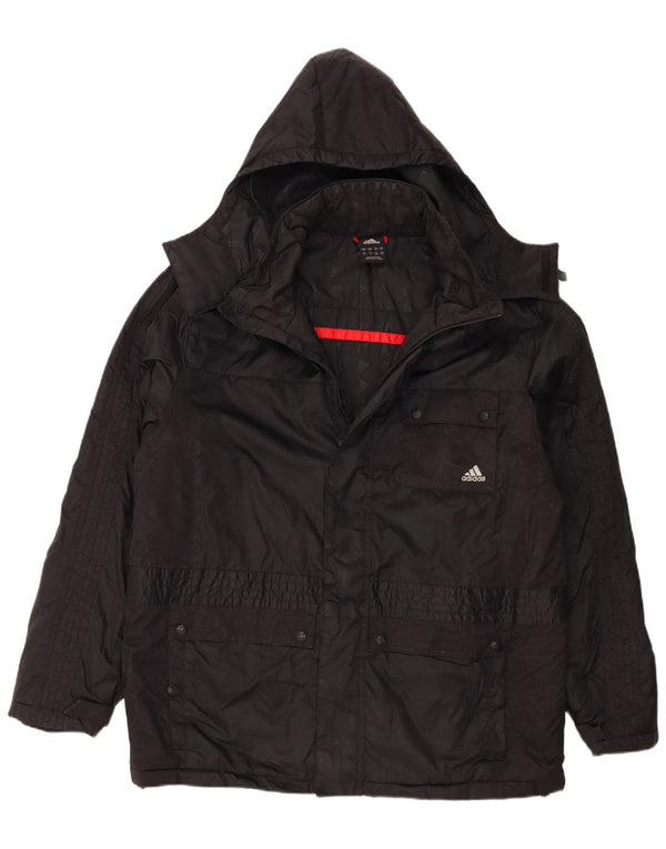 Adidas Veste utilitaire à capuche pour homme UK 40 Large Noir Polyamide